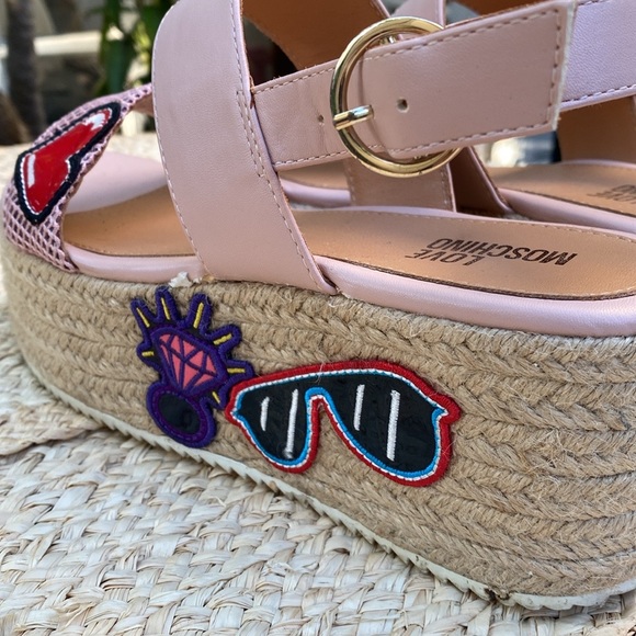 Love Moschino fun I DO pink espadrille sandals - Picture 7 of 14